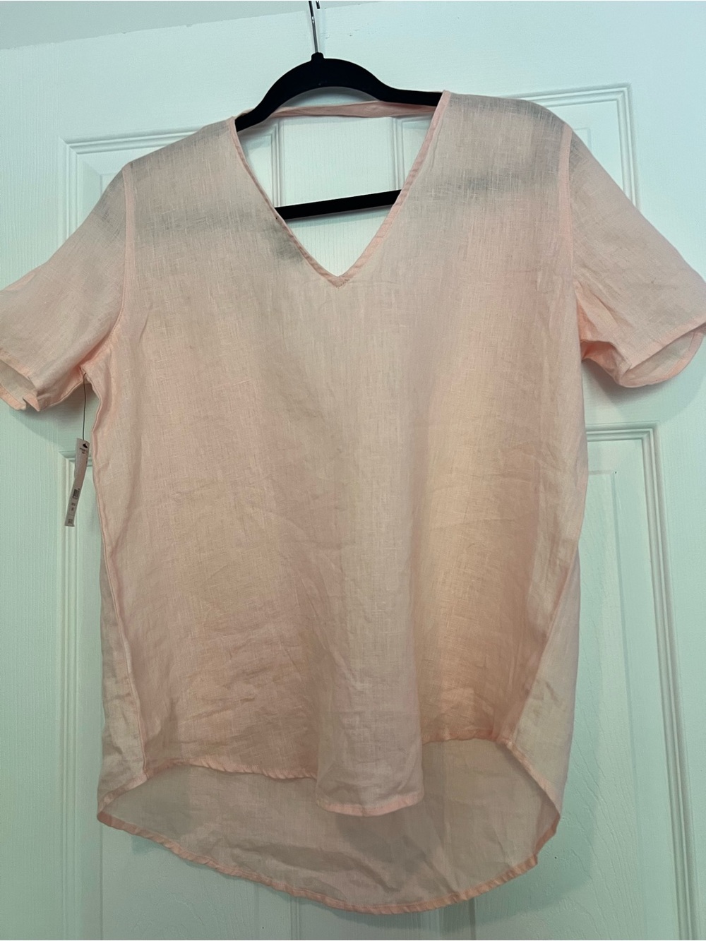 Lord & Taylor Light Pink V-Neck Blouse 100% linen